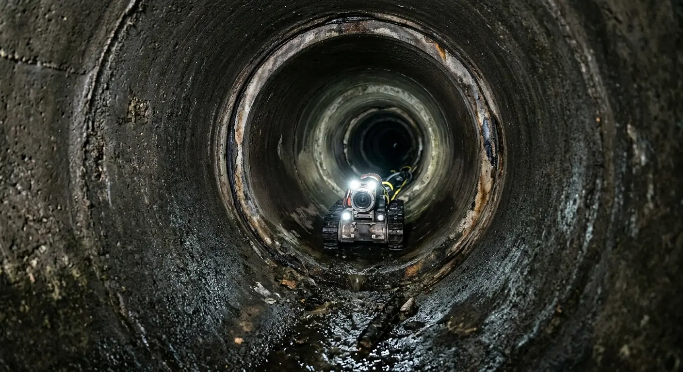 Robotic sewer camera inspecting pipe interior for Sewer Line Cleaning in Lonsdale