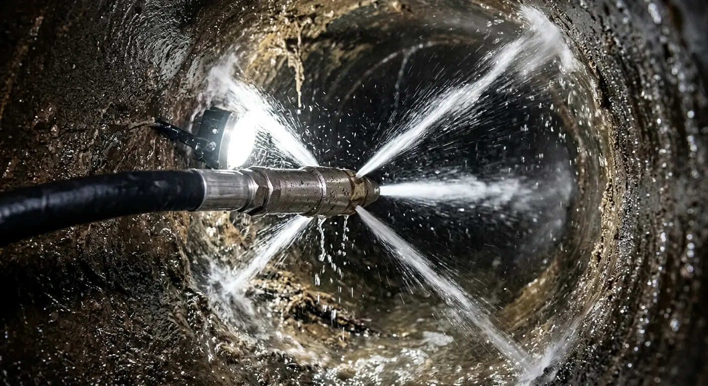 High-pressure hydro jetting nozzle cleaning sewer pipe for Storm Drain Cleaning in Lonsdale